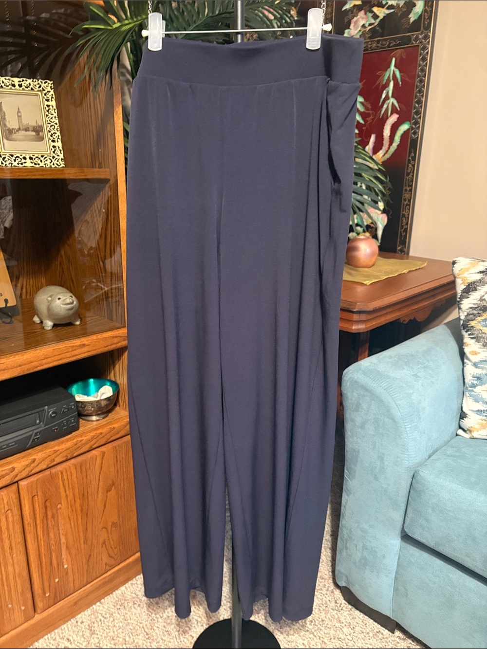 Lane Bryant Navy Wide-Leg Pull-On Pants